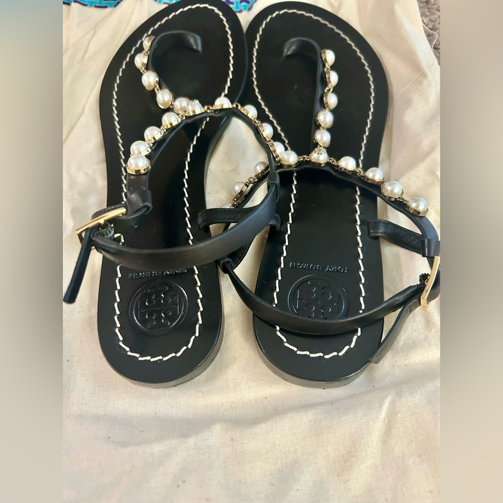 Tory Burch Emmy Pearl Strap Sandals - Picture 9 of 10